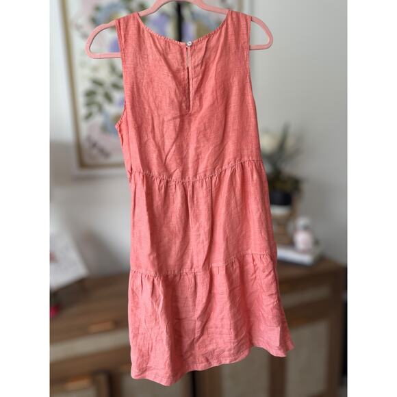 C&C California 100% Linen Sleeveless Tiered Mini Dress Coral Womens Size Small - Picture 2 of 10
